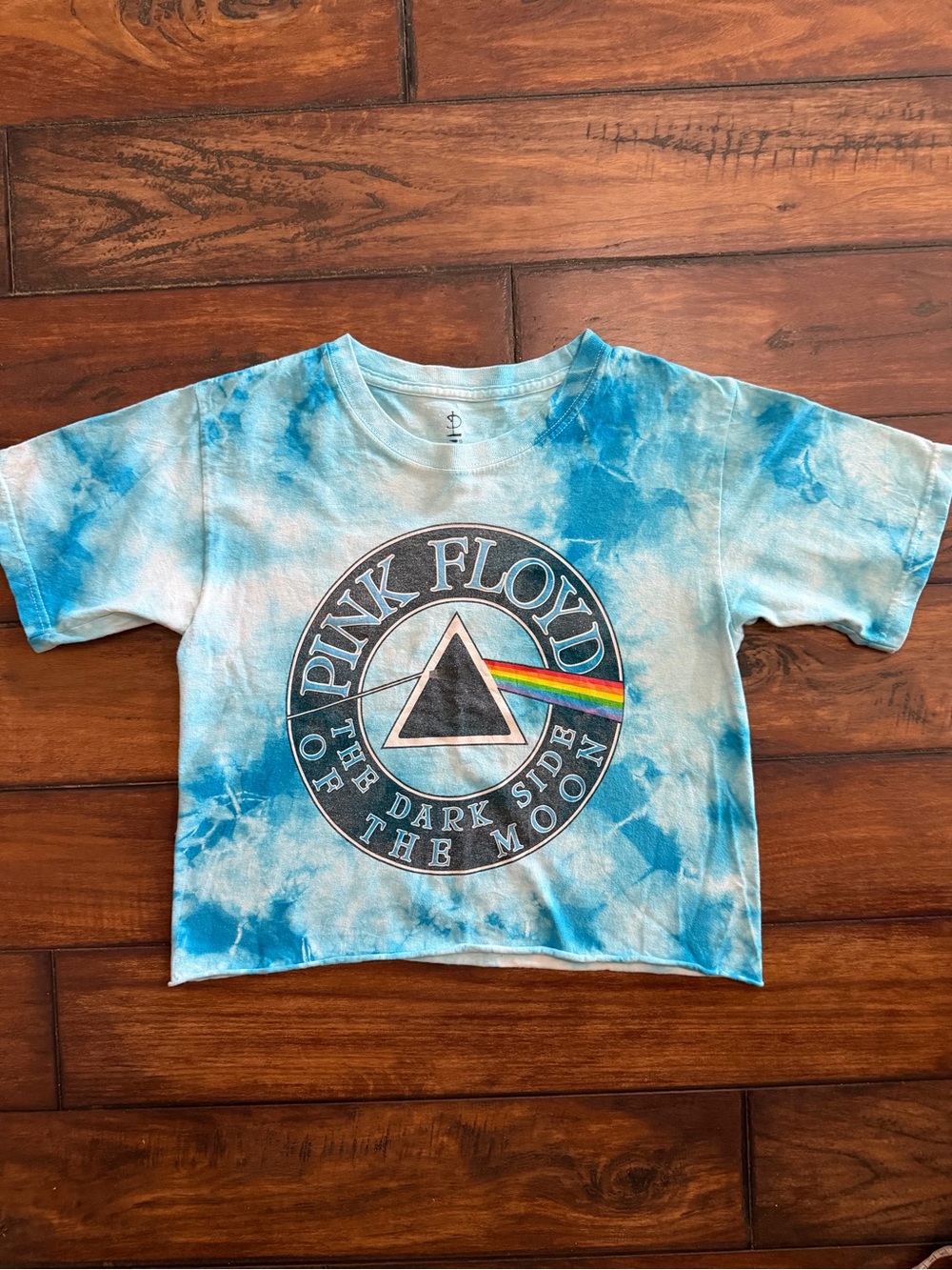 Pink Floyd Blue Tie-Dye Short Sleeve Graphic Tee Crop Top